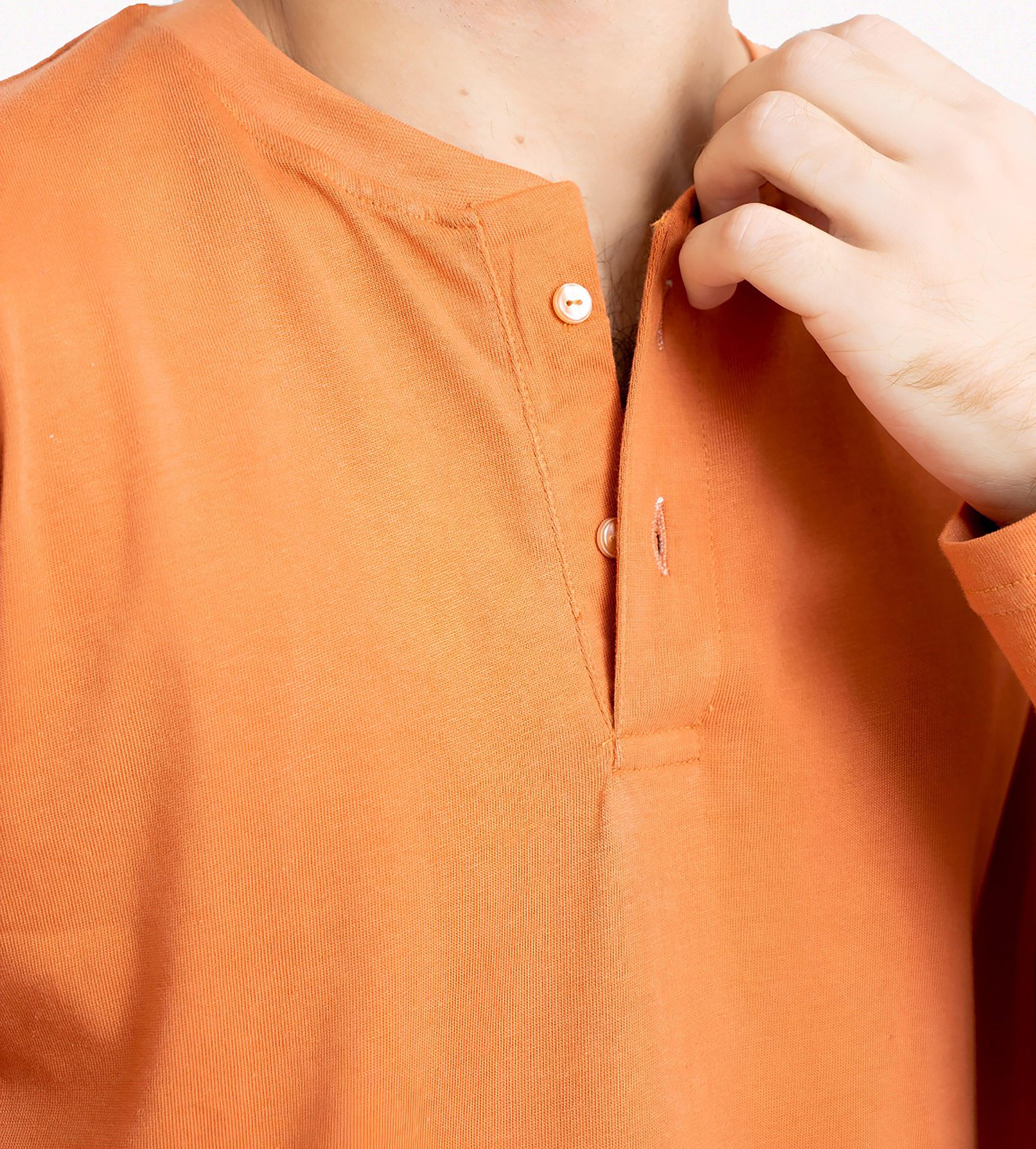 Orange Henley Full Sleeves