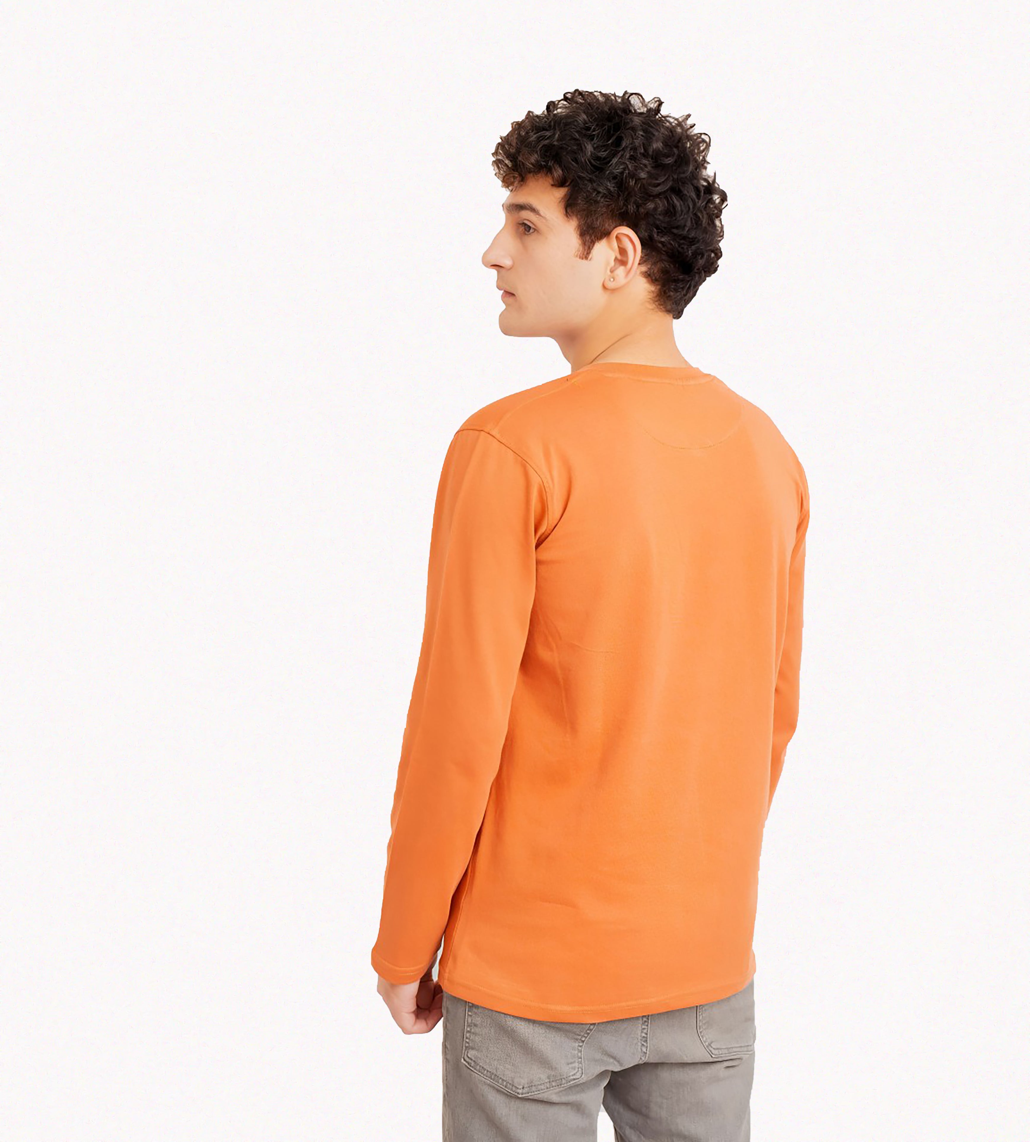 Orange Henley Full Sleeves